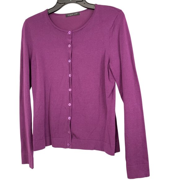 Lot of 2 Tops R&M Richards Brown Drape Front Zebra & August Silk Cardi M 8837 - Picture 7 of 14